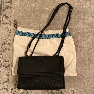 Tori Burch Matte Black Small Convertible Shoulder / Crossbody Bag